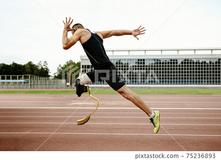 disabled athlete runner on prosthetic leg disabled athlete runner on prosthetic leg 75236893