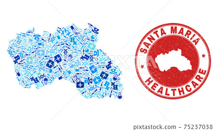 Health Care Inoculation Mosaic Santa Maria Island Map and Watermark Health Care Watermaek 75237038