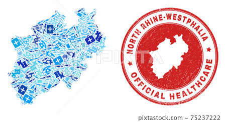 Health Care Treatment Mosaic North Rhine-Westphalia Land Map and Rubber Doctor Stamp Seal Health Care Treatment Mosaic North Rhine-Westphalia Land Map and Rubber Doctor Stamp Seal 75237222