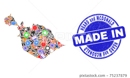Service Mosaic Heard and McDonald Islands Map and Made in Textured Stamp Seal 75237879