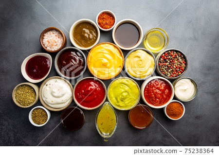 Set of different dip sauces Set of different dip sauces 75238364