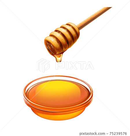 Honey Illustration Honey Dipper Real Honey Illustration Honey Dipper Real 75239576