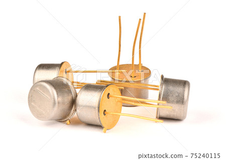 Old radio component, the semiconductor powerful transistor with the contacts covered with gold. Old radio component, the semiconductor powerful transistor with the contacts covered with gold. 75240115