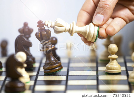 Two Chess Kings Standing next to each other, Making Decision and Take a Strategy, Victory in a Chess Game, Hobby that Stimulates Brain Activity 75240531