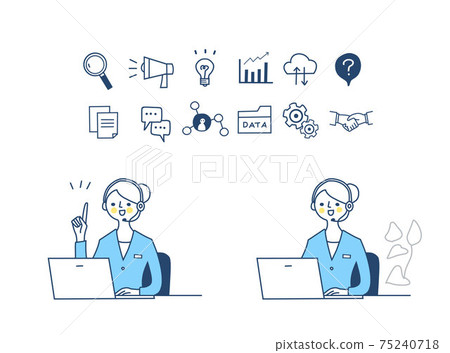 web icon and female operator 75240718