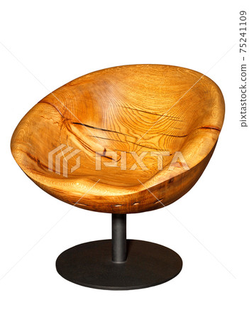 Stylish wooden armchair carved from solid wood isolated on white background. Stylish wooden armchair carved from solid wood isolated on white background. 75241109