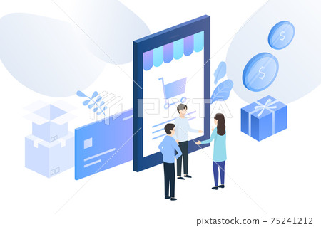 Business Vector Illustration-Online Shopping Mall Business Vector Illustration-Online Shopping Mall 75241212