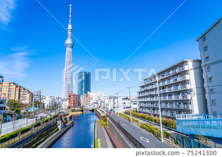 Tokyo cityscape Kitajukken River and Sky Tree Tokyo cityscape Kitajukken River and Sky Tree 75241300