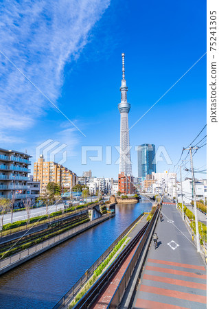 Tokyo cityscape Kitajukken River and Sky Tree Tokyo cityscape Kitajukken River and Sky Tree 75241305