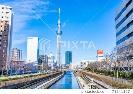 Tokyo cityscape Kitajukken River and Sky Tree Tokyo cityscape Kitajukken River and Sky Tree 75241307