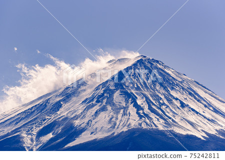 The summit of Mt. Fuji in the midwinter (windy) The summit of Mt. Fuji in the midwinter (windy) 75242811
