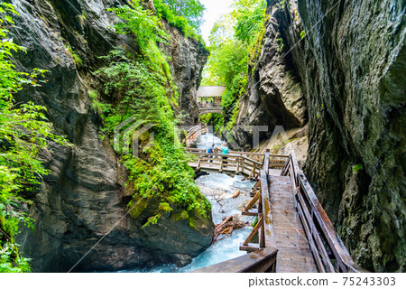 Sigmund Thun Gorge. Cascade valley of wild Kapruner Ache near Kaprun, Austria 75243303