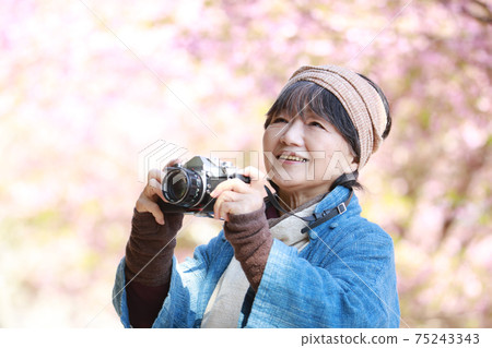 Senior woman taking a picture 75243343
