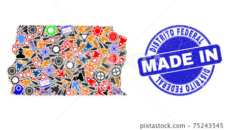 Engineering Collage Brazil Distrito Federal Map and Made in Distress Seal 75243545