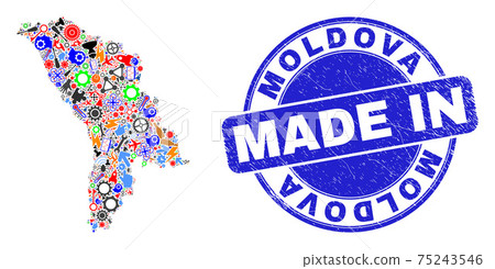 Production Collage Moldova Map and Made in Grunge Watermark Production Collage Moldova Map and Made in Grunge Watermark 75243546