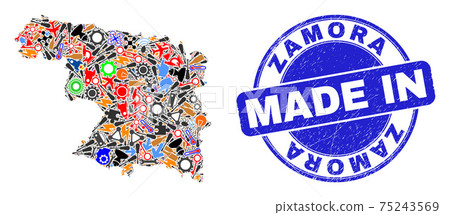 Component Mosaic Zamora Province Map and Made in Distress Rubber Stamp 75243569