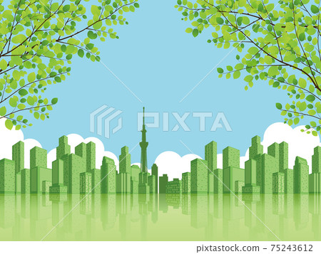 大城市新鮮綠色背景素材 大城市新鮮綠色背景素材 75243612