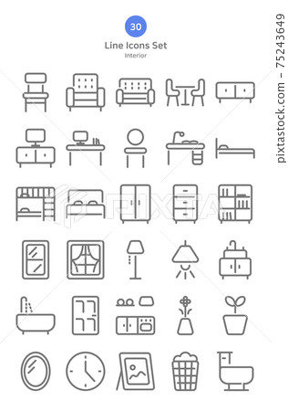 Line Icon Set-Furniture 75243649