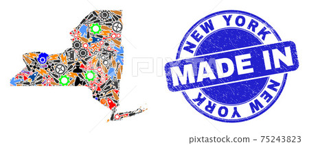 Service Collage New York State Map and Made in Scratched Rubber Stamp Service Collage New York State Map and Made in Scratched Rubber Stamp 75243823