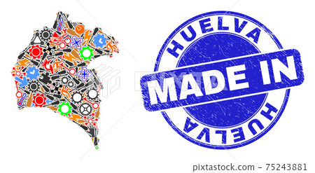 Component Mosaic Huelva Province Map and Made in Distress Rubber Stamp 75243881