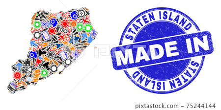 Component Collage Staten Island Map and Made in Scratched Watermark Component Collage Staten Island Map and Made in Scratched Watermark 75244144