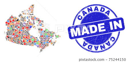 Industrial Mosaic Canada Map and Made in Distress Rubber Stamp Industrial Mosaic Canada Map and Made in Distress Rubber Stamp 75244150