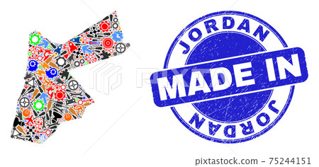 Production Mosaic Jordan Map and Made in Grunge Stamp Seal Production Mosaic Jordan Map and Made in Grunge Stamp Seal 75244151
