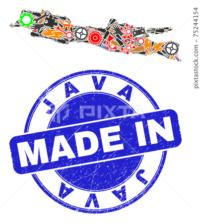 Engineering Collage Java Island Map and Made in Scratched Seal 75244154