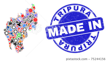Component Collage Tripura State Map and Made in Scratched Rubber Stamp Component Collage Tripura State Map and Made in Scratched Rubber Stamp 75244156
