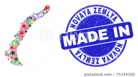Component Collage Novaya Zemlya Islands Map and Made in Textured Seal Component Collage Novaya Zemlya Islands Map and Made in Textured Seal 75244168