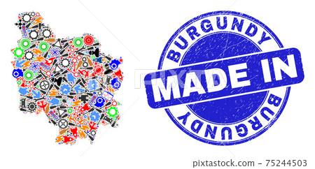 Engineering Mosaic Burgundy Province Map and Made in Distress Seal Engineering Mosaic Burgundy Province Map and Made in Distress Seal 75244503