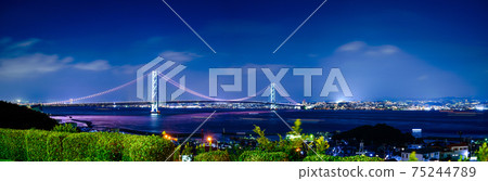 Akashi Kaikyo Bridge at night Hyogo Prefecture 75244789