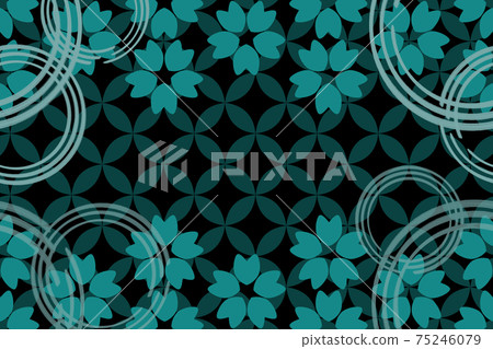 日式櫻花背景，矩形藍綠色，景泰藍圖案 75246079