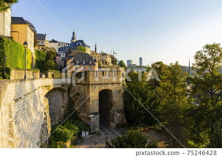 The superb view of the Grund, Luxembourg The superb view of the Grund, Luxembourg 75246428