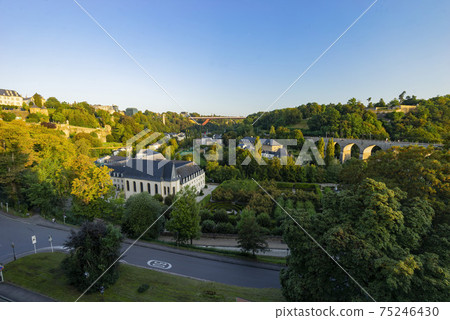 Sunrise superb view of the Grund, Luxembourg Sunrise superb view of the Grund, Luxembourg 75246430