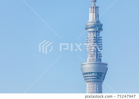 Clear Blue Sky and Tokyo Sky Tree 75247947