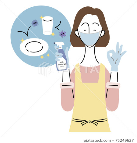 Women who keep dishes clean (wearing masks, aprons and gloves) Women who keep dishes clean (wearing masks, aprons and gloves) 75249627