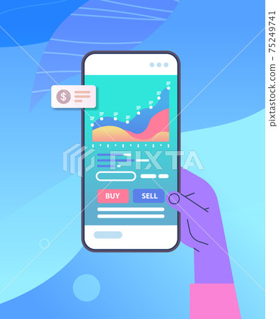 businessperson analyzing statistical information charts and graphs on smartphone screen data analysis process 75249741