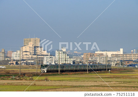 Fukuchiyama Line 225 series rapid train running near Sanda Station Fukuchiyama Line 225 series rapid train running near Sanda Station 75251118