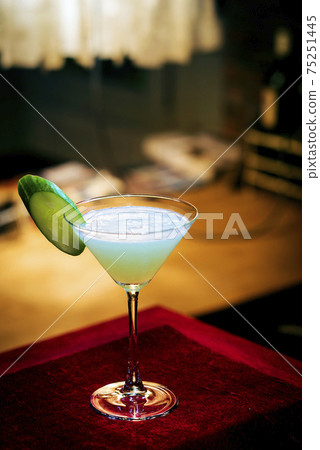 cucumber mint modern trendy martini cocktail in bar 75251445