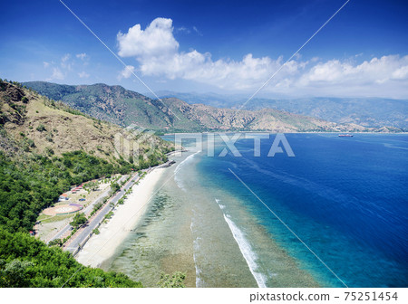 cristo rei landmark beach landscape view near dili east timor cristo rei landmark beach landscape view near dili east timor 75251454