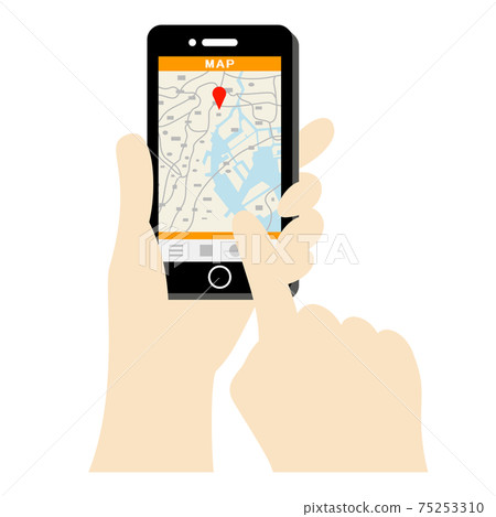 Illustration image using a map application on a smartphone 75253310