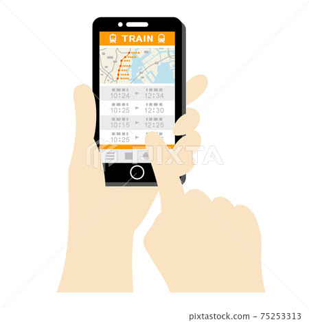 Illustration image of using the train app on a smartphone 75253313