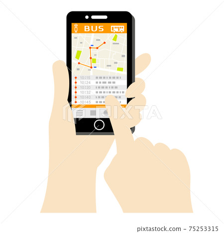 在智能手機上使用總線應用程序的插圖圖像 75253315