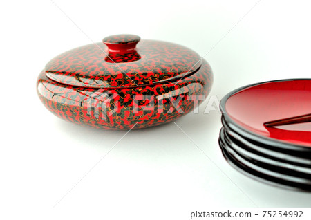 Negoro-nuri confectionery plate and Tsugaru-nuri confectionery case 75254992