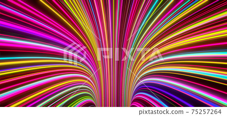 Abstract self-luminous colored lines come from the hole. 3d Abstract self-luminous colored lines come from the hole. 3d 75257264