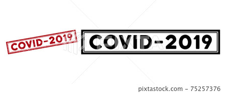 Scratched Covid-2019 Rectangle Frame Stamp Seal 75257376