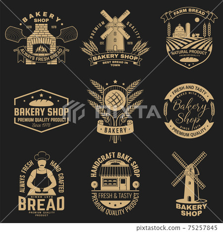 Set of Bakery shop badge. Vector Design with... - Stock Illustration ...