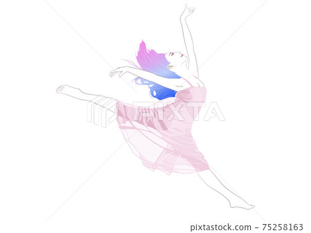 Illustration of a young woman fluttering in the wind Illustration of a young woman fluttering in the wind 75258163