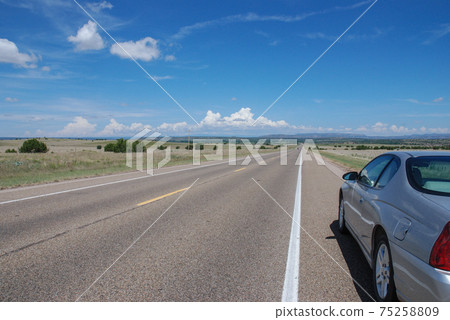 Road from Santa Rosa to Santa Fe in New Mexico, USA. August 5, 2007. 75258809